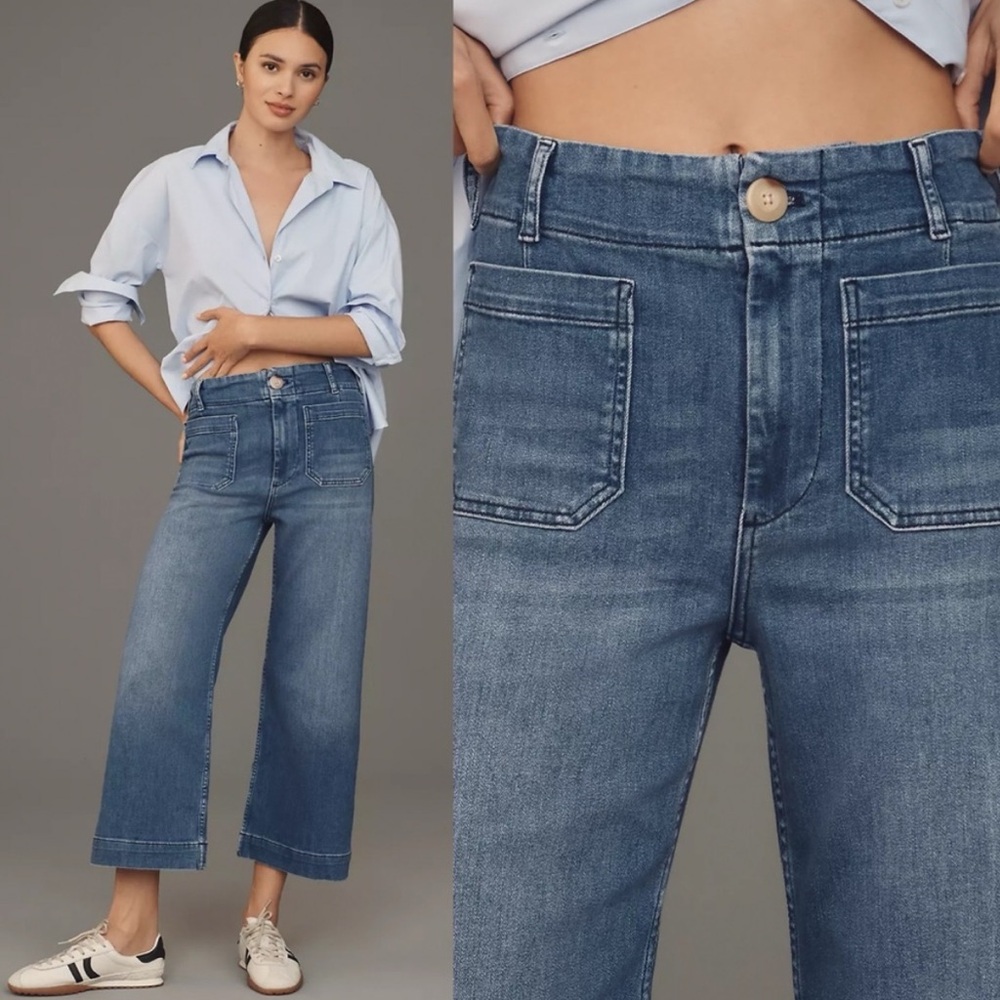 Anthropologie Maeve The Colette Crop High Rise Wide Leg Jeans - Picture 6 of 6